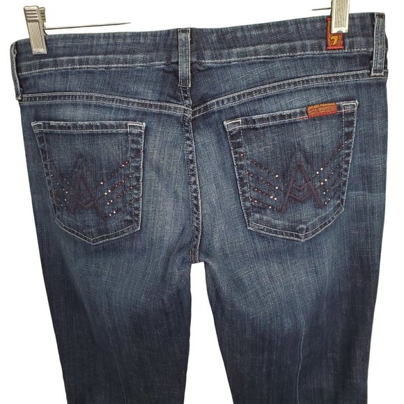 7 For All Mankind Womens Size 30 Jeans Swarovski Crystal A Pocket Stretch Flare - Picture 5 of 13